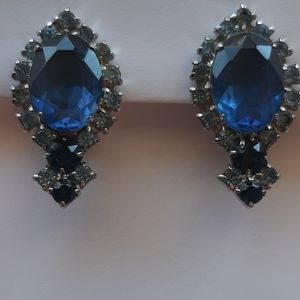 3/$20 - Vintage (1960's) -  Blue 2 Tone Faux clips
